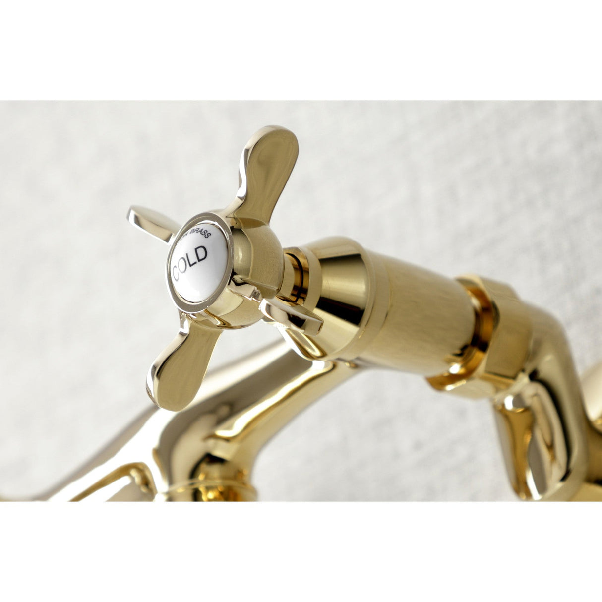 Essex KS116PB Two-Handle 2-Hole Wall Mount Bathroom Faucet, Polished Brass