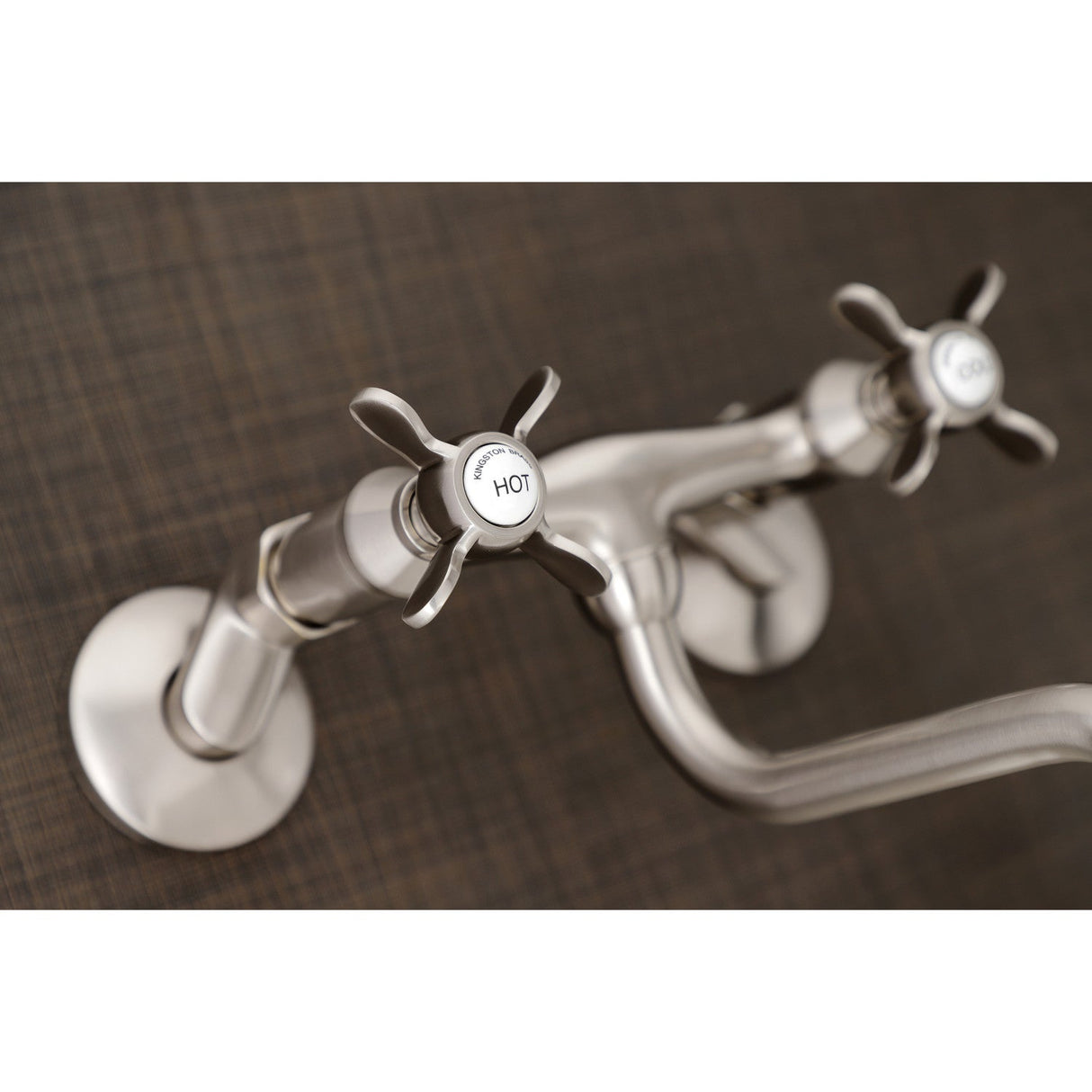 Essex KS116SN Two-Handle 2-Hole Wall Mount Bathroom Faucet, Brushed Nickel