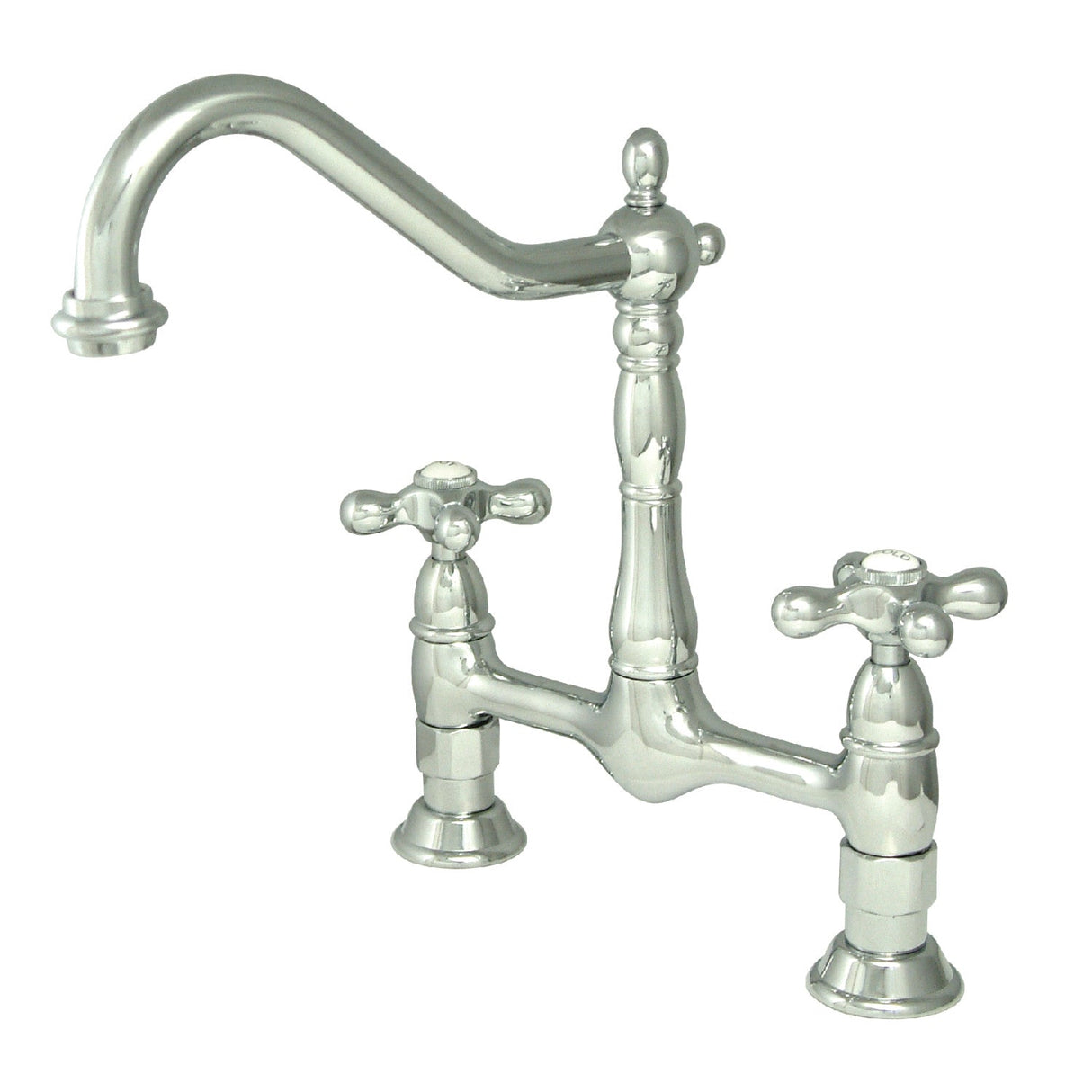 Heritage KS1171AX Two-Handle 2-Hole Deck Mount Bridge Kitchen Faucet, Polished Chrome