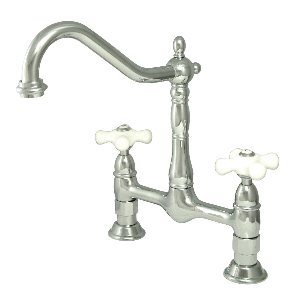 Heritage KS1171PX Two-Handle 2-Hole Deck Mount Bridge Kitchen Faucet, Polished Chrome