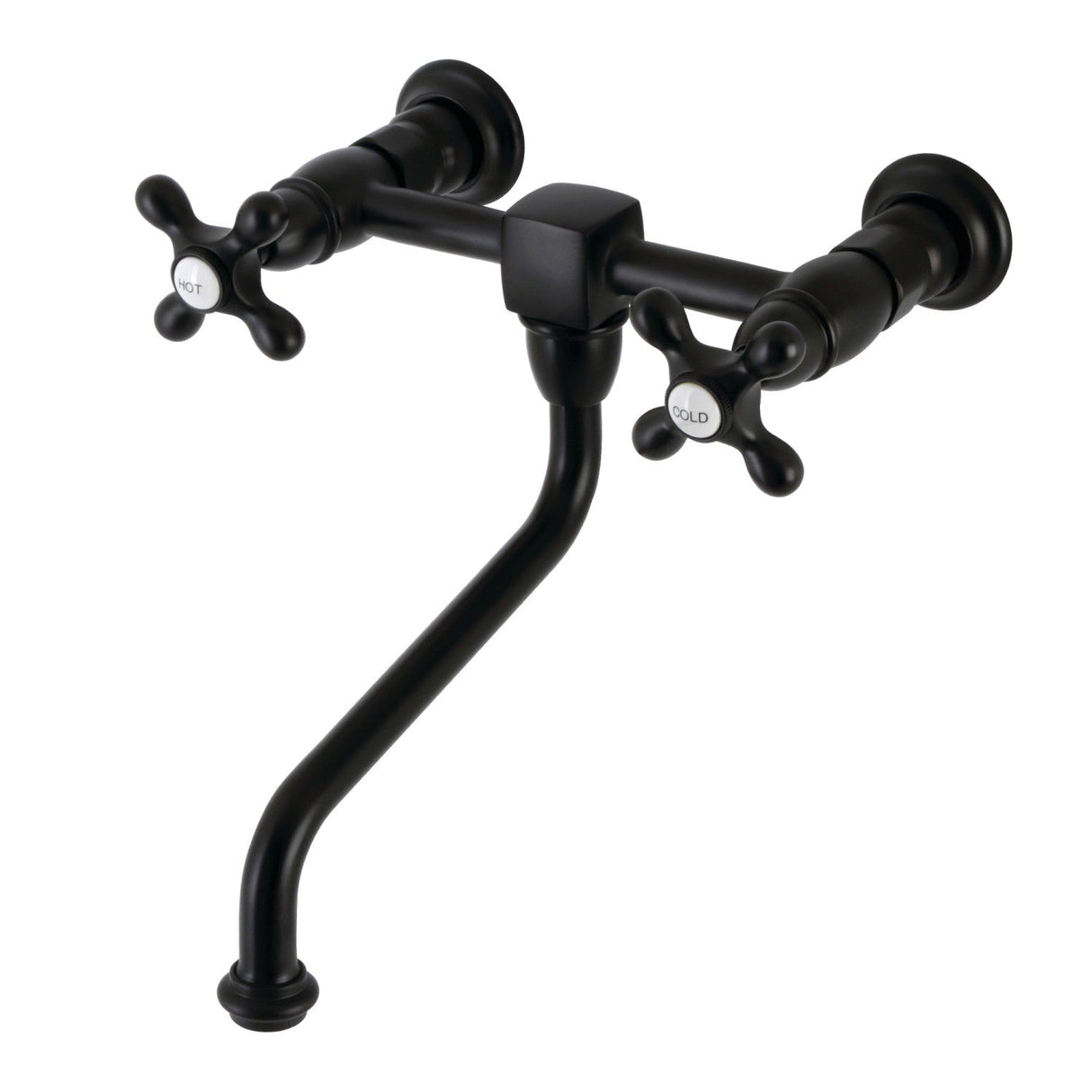 Heritage KS1210AX Two-Handle 2-Hole Wall Mount Bathroom Faucet, Matte Black