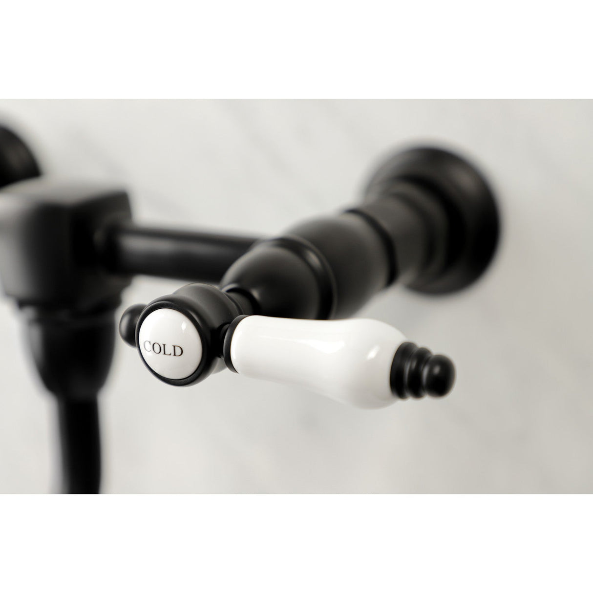 Bel-Air KS1210BPL Two-Handle 2-Hole Wall Mount Bathroom Faucet, Matte Black