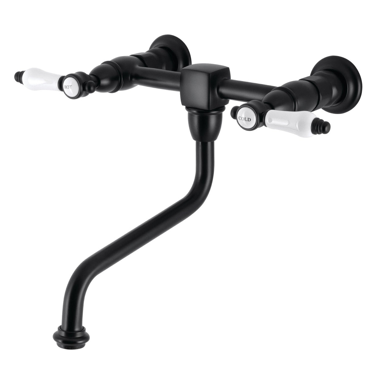 Bel-Air KS1210BPL Two-Handle 2-Hole Wall Mount Bathroom Faucet, Matte Black