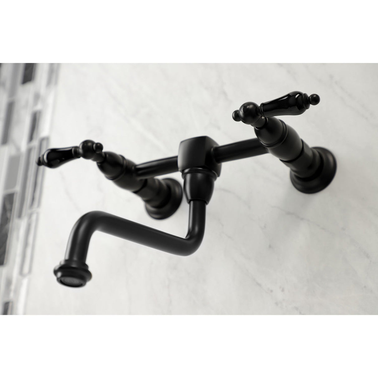 Duchess KS1210PKL Two-Handle 2-Hole Wall Mount Bathroom Faucet, Matte Black