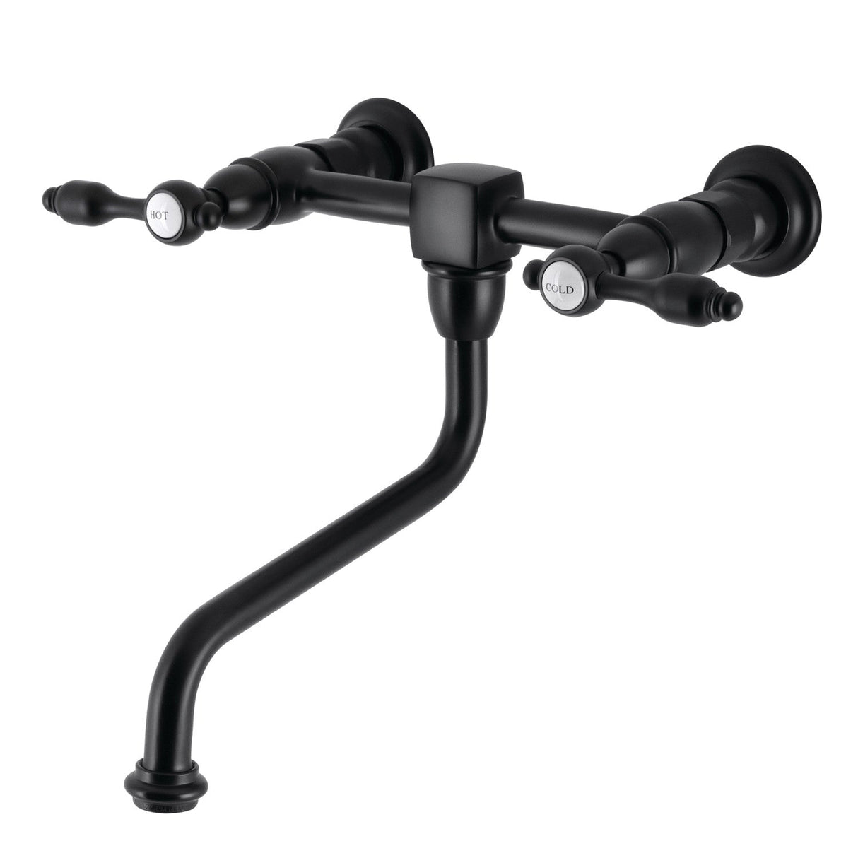 Tudor KS1210TAL Two-Handle 2-Hole Wall Mount Bathroom Faucet, Matte Black