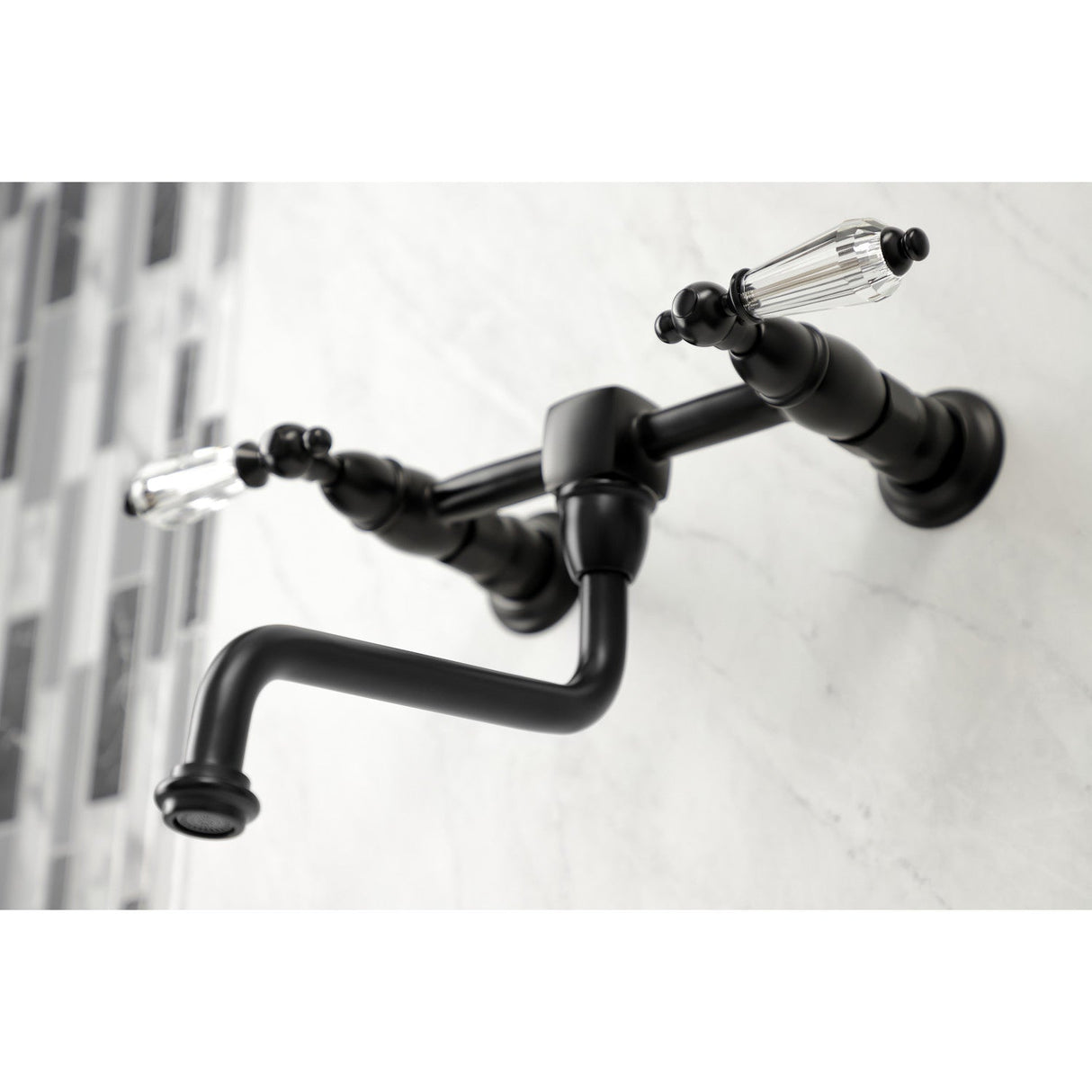 Wilshire KS1210WLL Two-Handle 2-Hole Wall Mount Bathroom Faucet, Matte Black