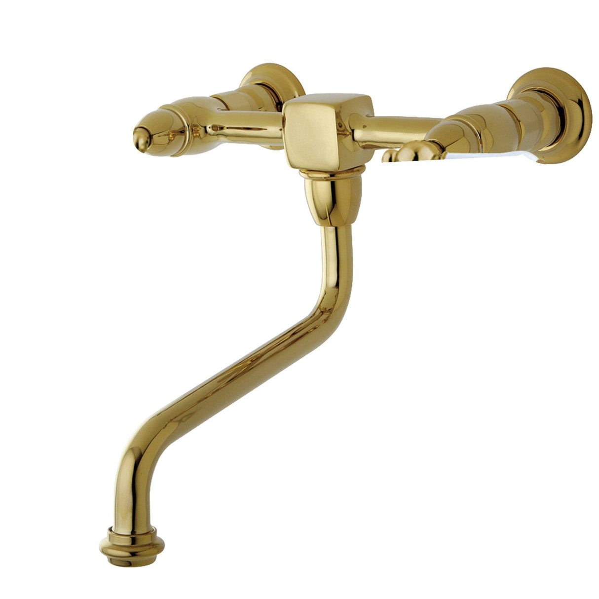 Heritage KS1212PL Two-Handle 2-Hole Wall Mount Bathroom Faucet, Polished Brass