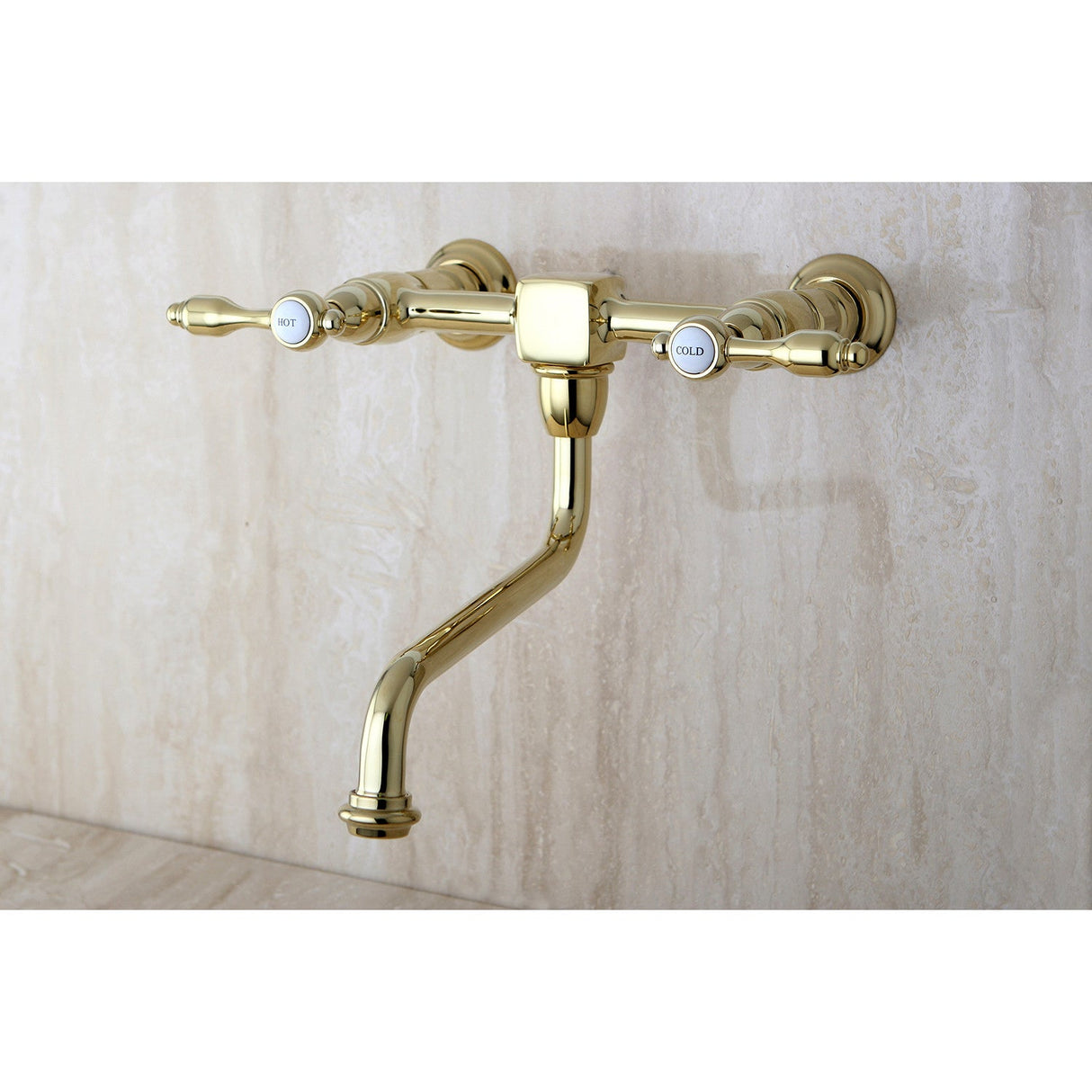 Tudor KS1212TAL Two-Handle 2-Hole Wall Mount Bathroom Faucet, Polished Brass