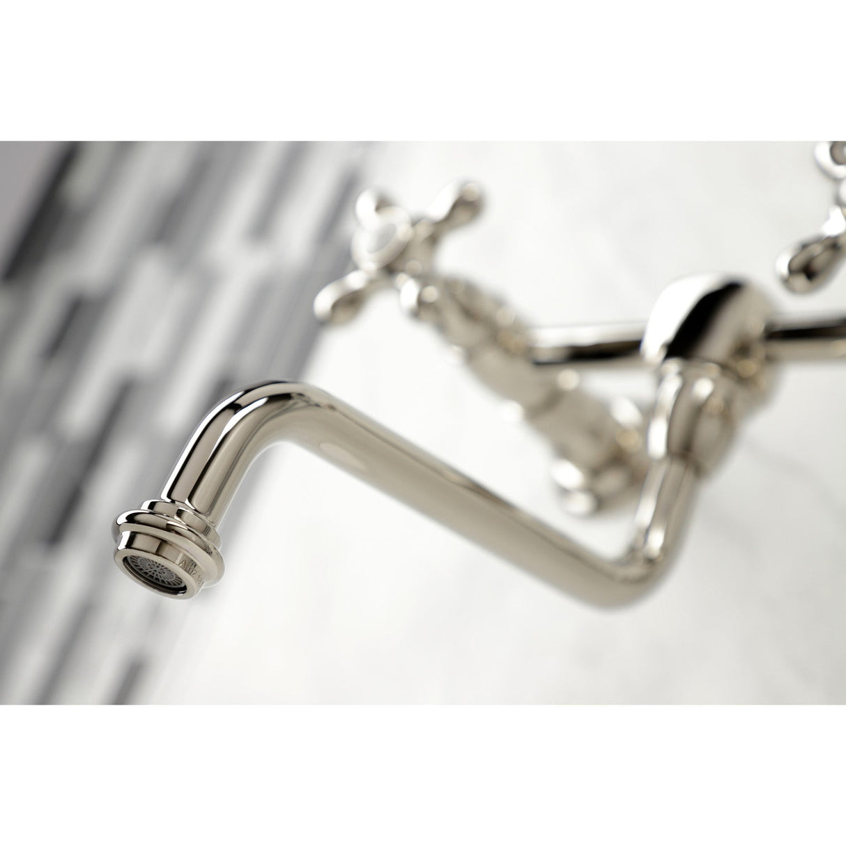 Heritage KS1216AX Two-Handle 2-Hole Wall Mount Bathroom Faucet, Polished Nickel