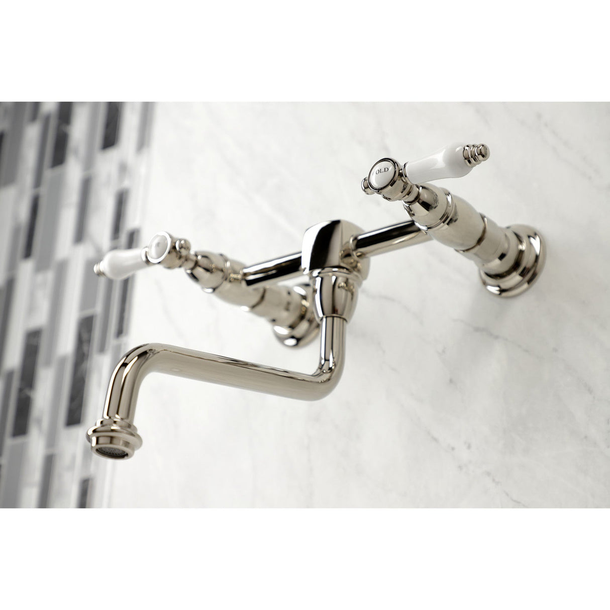 Bel-Air KS1216BPL Two-Handle 2-Hole Wall Mount Bathroom Faucet, Polished Nickel