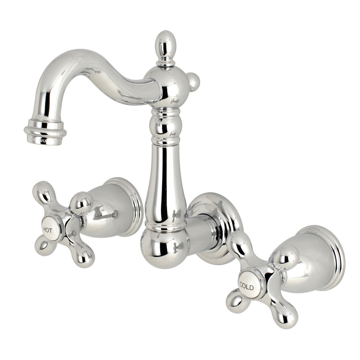 Heritage KS1221AX Two-Handle 3-Hole Wall Mount Bathroom Faucet, Polished Chrome
