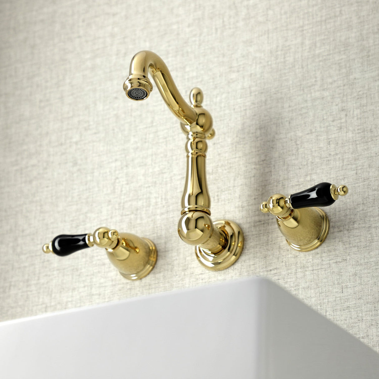 Duchess KS1222PKL Two-Handle Wall Mount Bathroom Faucet, Polished Brass