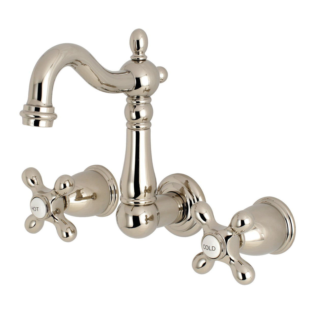 Heritage KS1226AX Two-Handle 3-Hole Wall Mount Bathroom Faucet, Polished Nickel