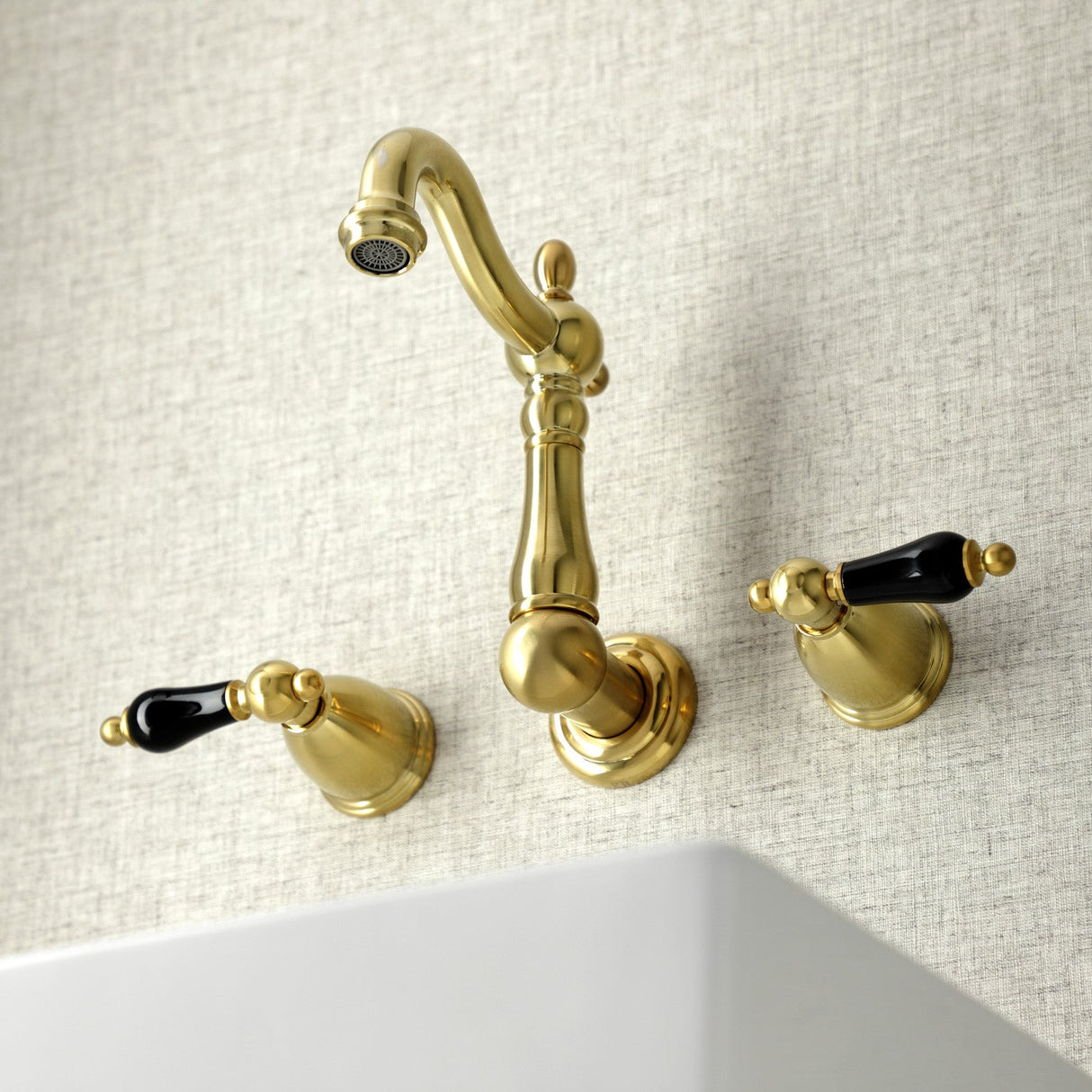 Duchess KS1227PKL Two-Handle Wall Mount Bathroom Faucet, Brushed Brass