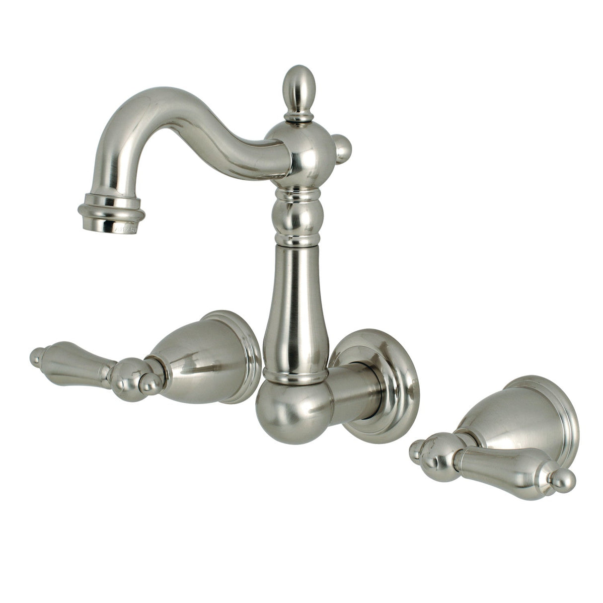 Heritage KS1228AL Two-Handle 3-Hole Wall Mount Bathroom Faucet, Brushed Nickel