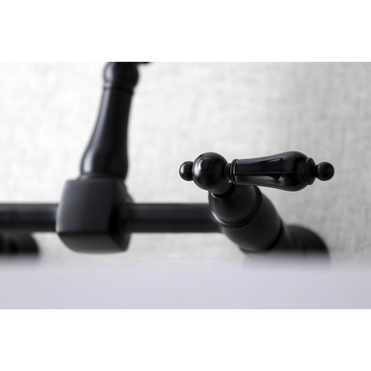 Duchess KS1240PKL Two-Handle 2-Hole Wall Mount Bridge Kitchen Faucet, Matte Black