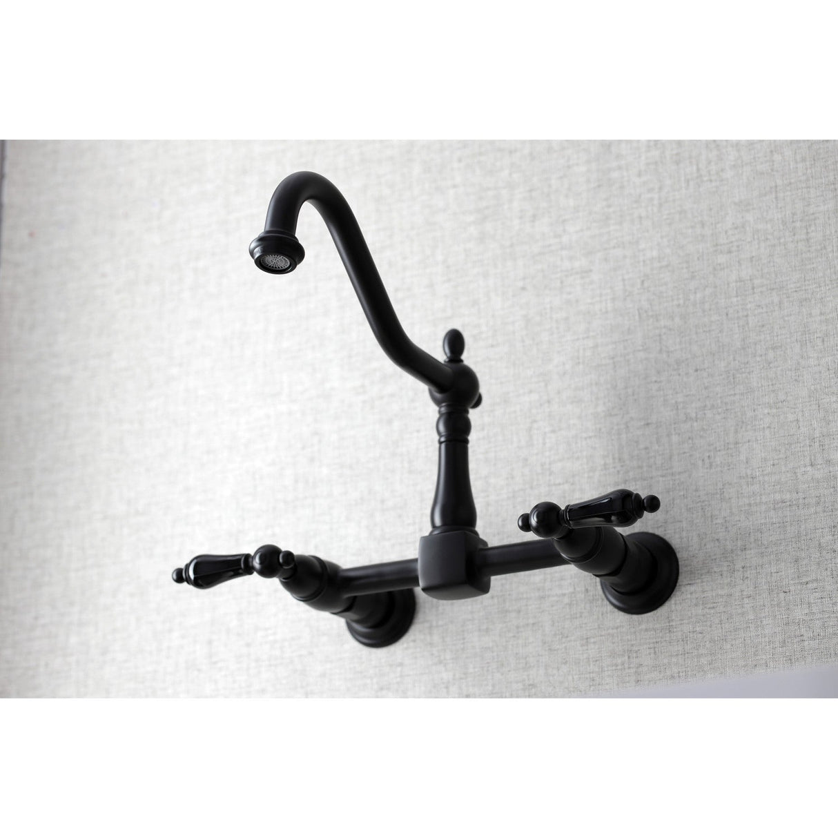 Duchess KS1240PKL Two-Handle 2-Hole Wall Mount Bridge Kitchen Faucet, Matte Black