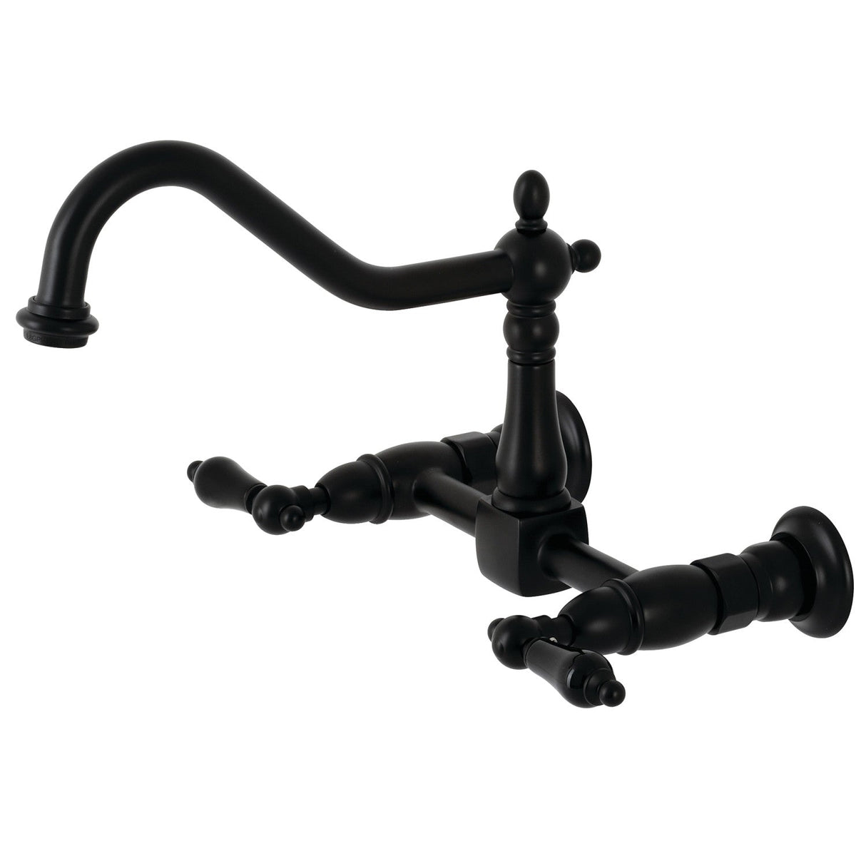 Duchess KS1240PKL Two-Handle 2-Hole Wall Mount Bridge Kitchen Faucet, Matte Black