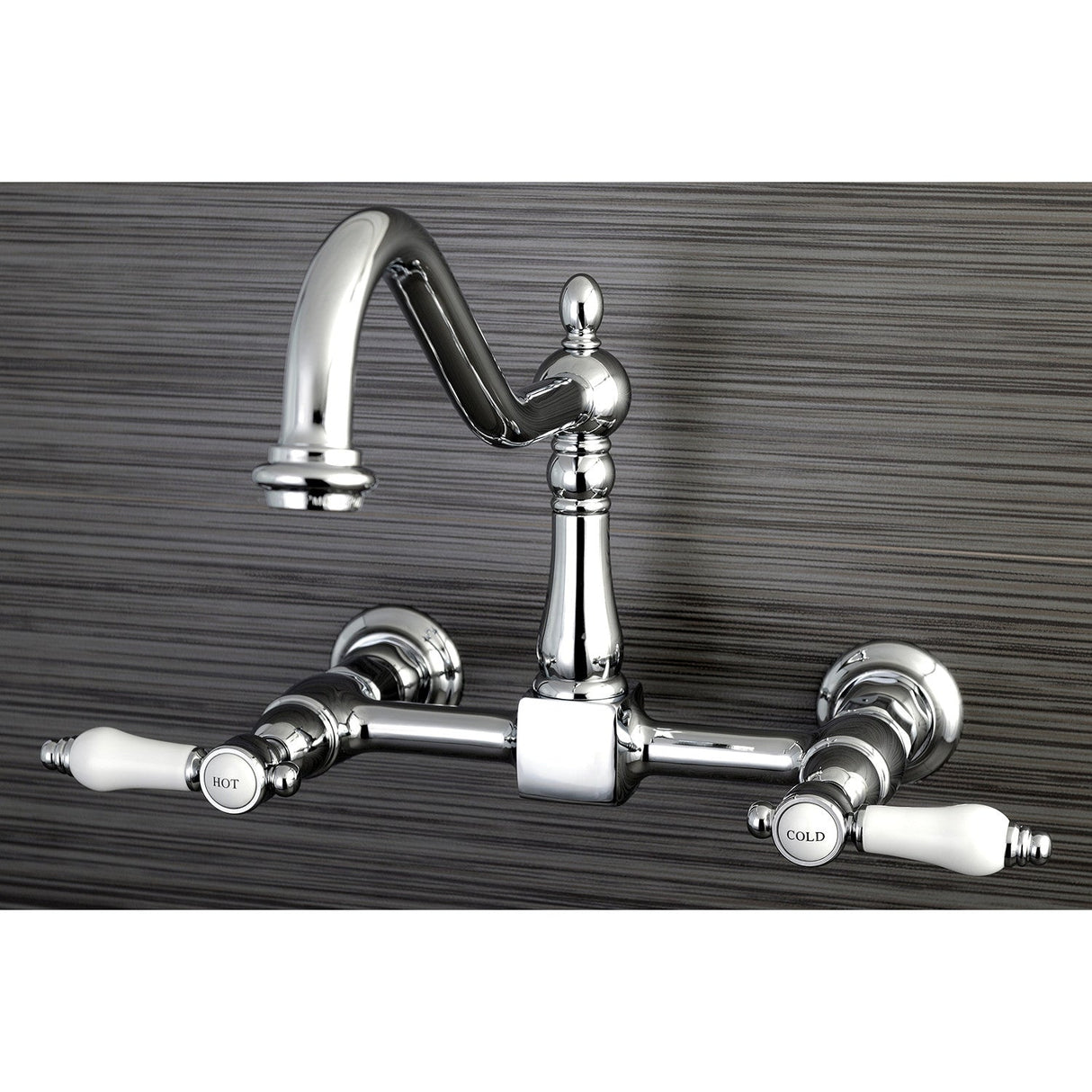 Bel-Air KS1241BPL Two-Handle 2-Hole Wall Mount Bridge Kitchen Faucet, Polished Chrome