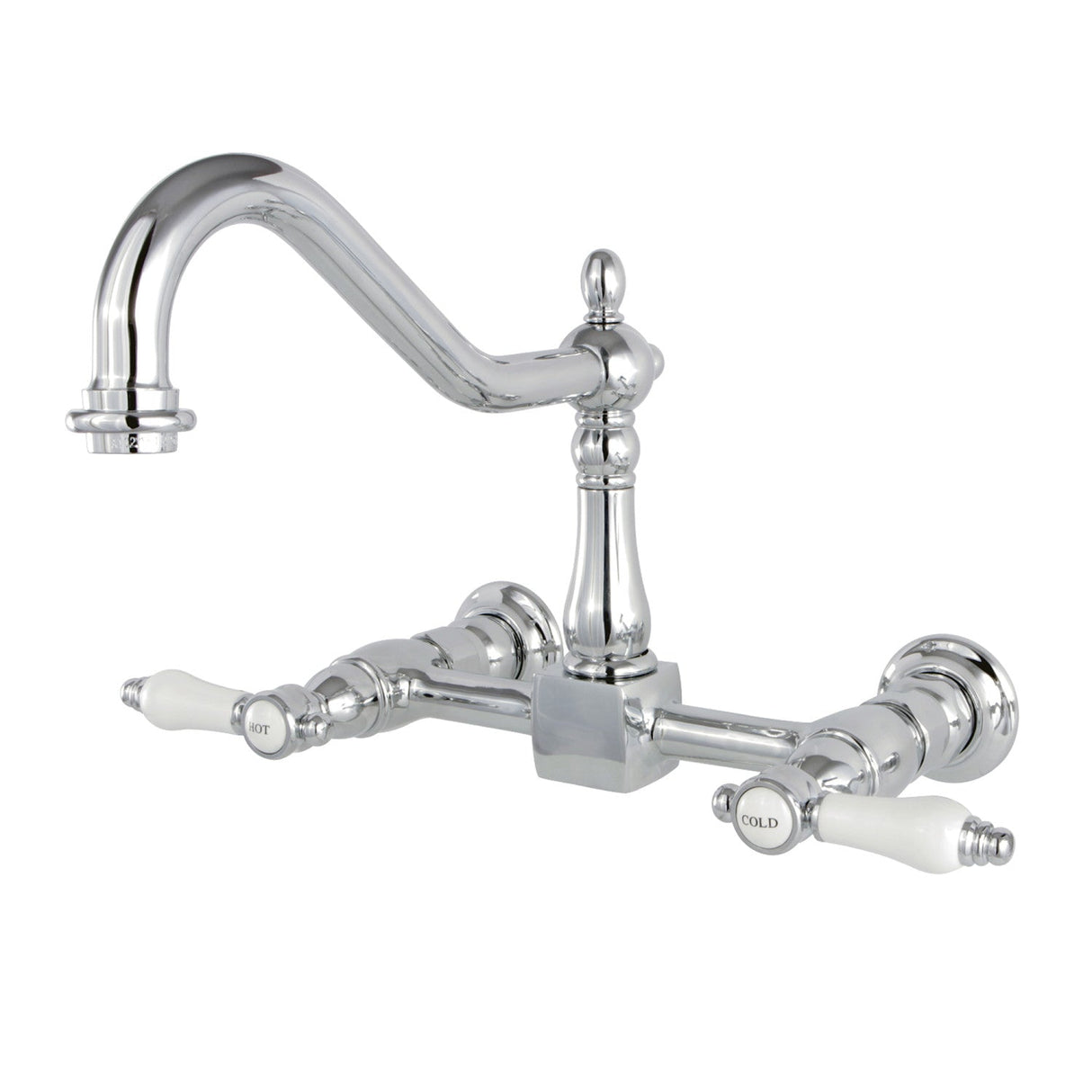 Bel-Air KS1241BPL Two-Handle 2-Hole Wall Mount Bridge Kitchen Faucet, Polished Chrome