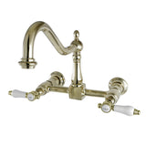 Bel-Air KS1242BPL Two-Handle 2-Hole Wall Mount Bridge Kitchen Faucet, Polished Brass