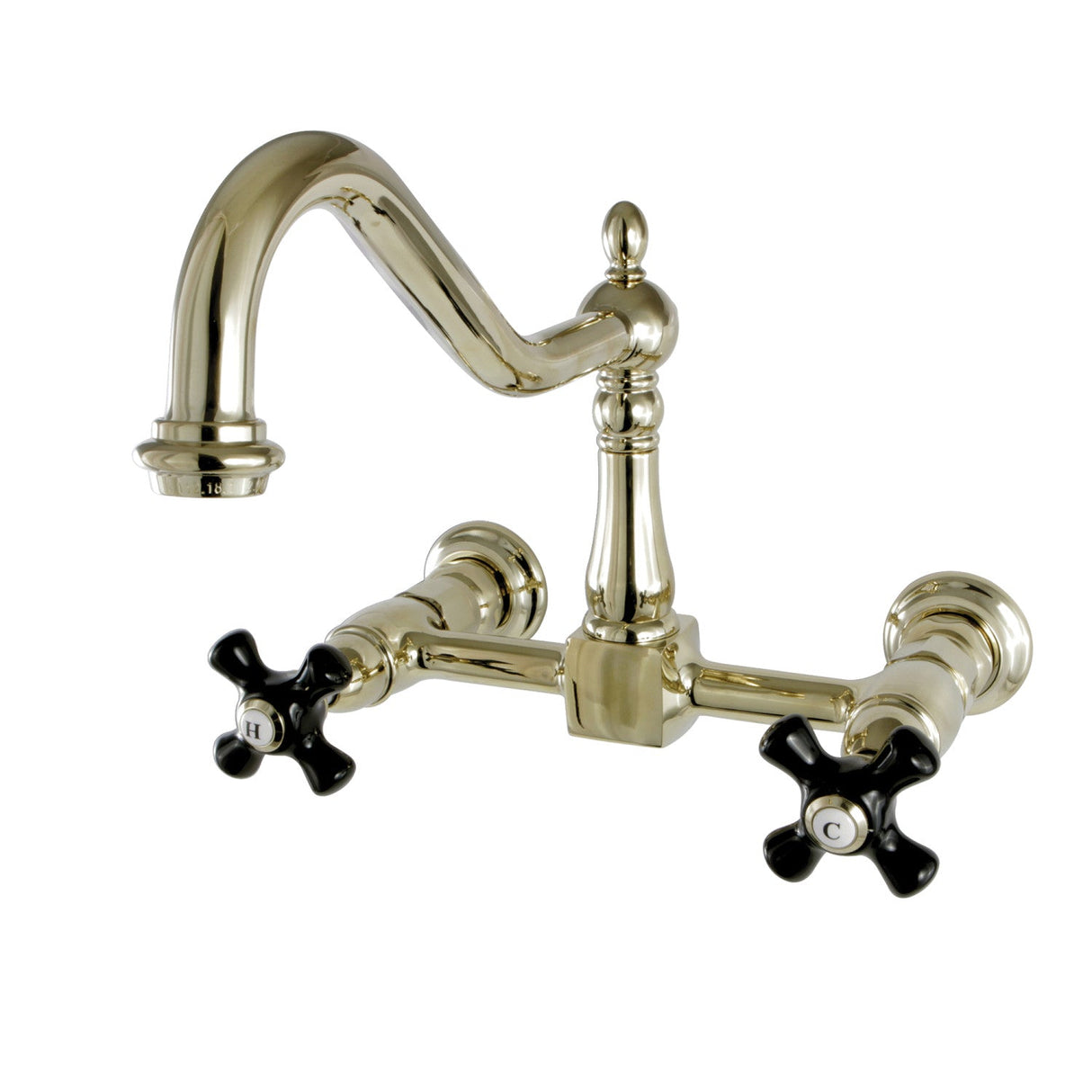 Duchess KS1242PKX Two-Handle 2-Hole Wall Mount Bridge Kitchen Faucet, Polished Brass