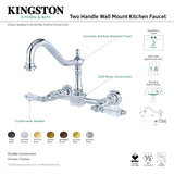 Wilshire KS1242WLL Two-Handle 2-Hole Wall Mount Bridge Kitchen Faucet, Polished Brass
