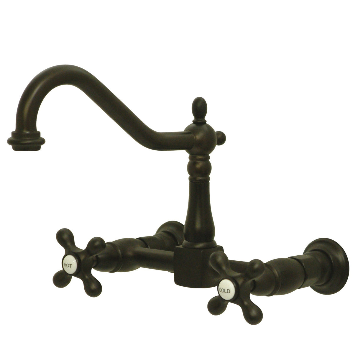 Heritage KS1245AX Two-Handle 2-Hole Wall Mount Bridge Kitchen Faucet, Oil Rubbed Bronze