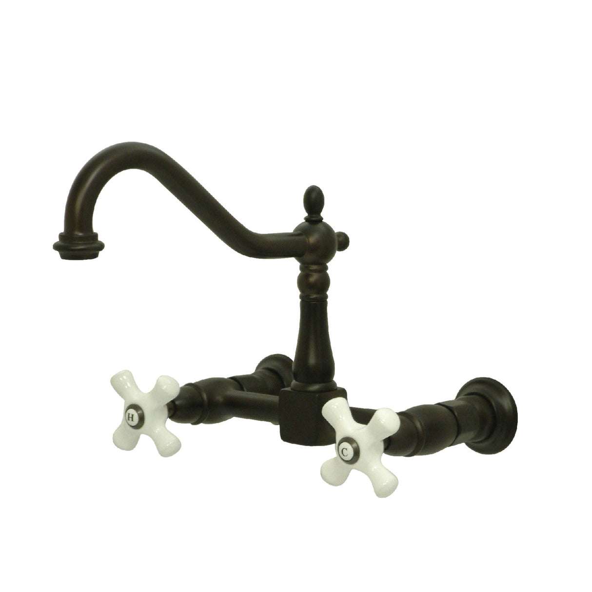 Heritage KS1245PX Two-Handle 2-Hole Wall Mount Bridge Kitchen Faucet, Oil Rubbed Bronze