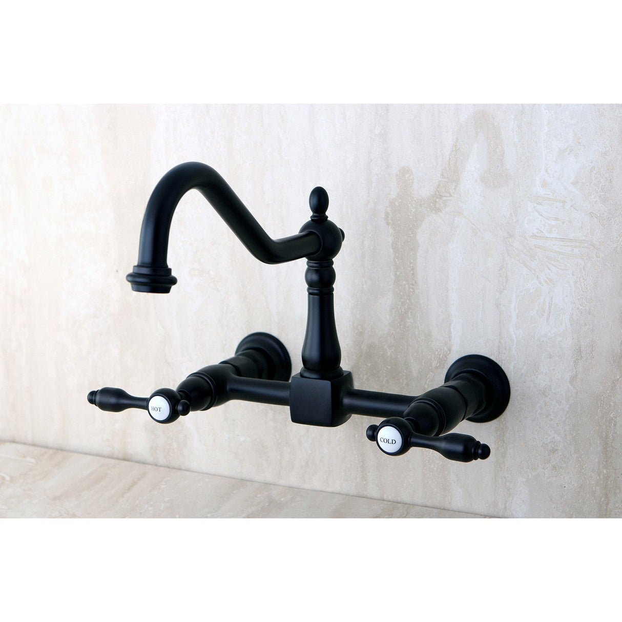 Tudor KS1245TAL Two-Handle 2-Hole Wall Mount Bridge Kitchen Faucet, Oil Rubbed Bronze