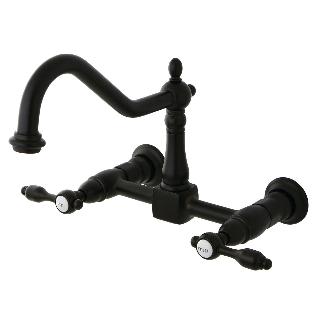 Tudor KS1245TAL Two-Handle 2-Hole Wall Mount Bridge Kitchen Faucet, Oil Rubbed Bronze