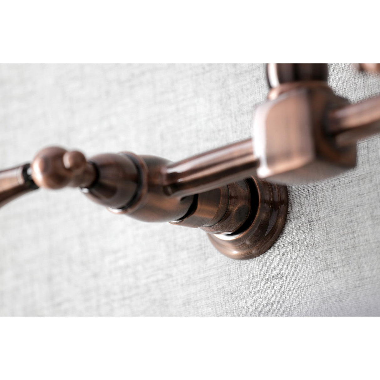 Heritage KS124ALAC Two-Handle 2-Hole Wall Mount Bridge Kitchen Faucet, Antique Copper