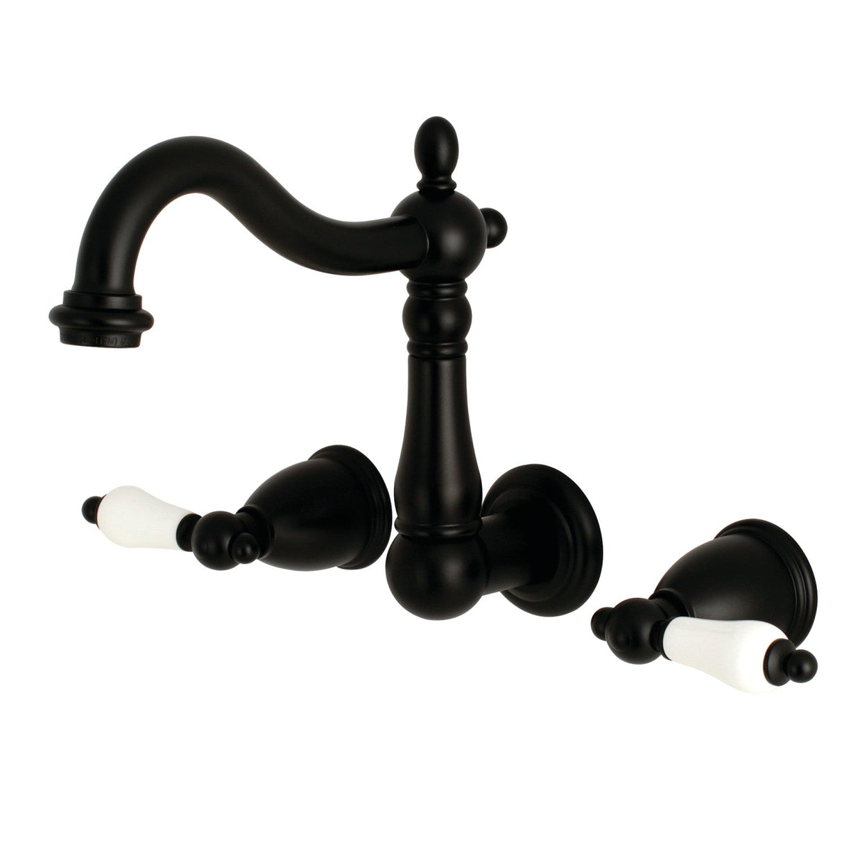 Heritage KS1250PL Two-Handle 3-Hole Wall Mount Bathroom Faucet, Matte Black