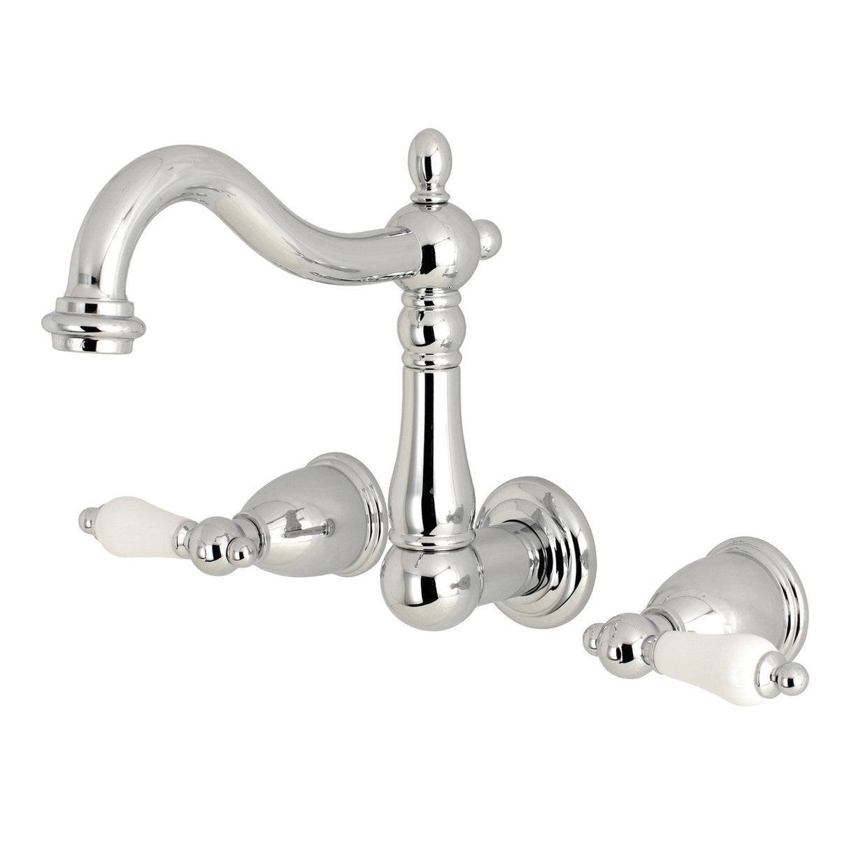 Heritage KS1251PL Two-Handle 3-Hole Wall Mount Bathroom Faucet, Polished Chrome