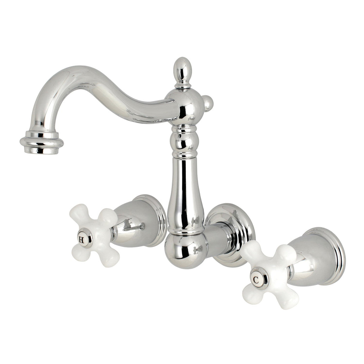 Heritage KS1251PX Two-Handle 3-Hole Wall Mount Bathroom Faucet, Polished Chrome