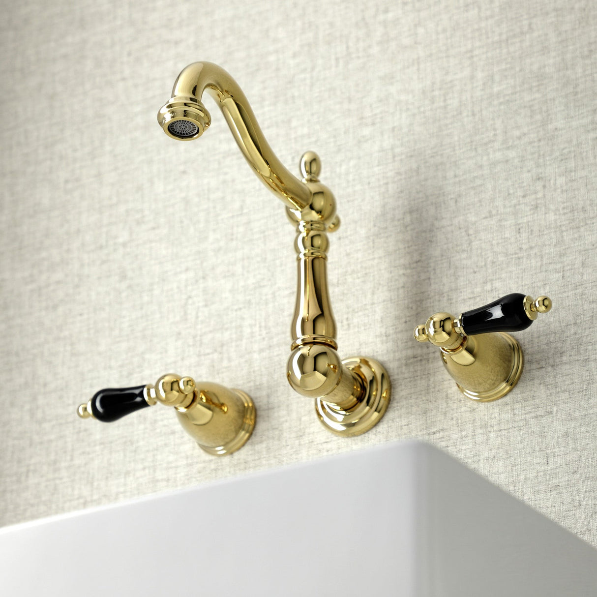 Duchess KS1252PKL Two-Handle Wall Mount Bathroom Faucet, Polished Brass