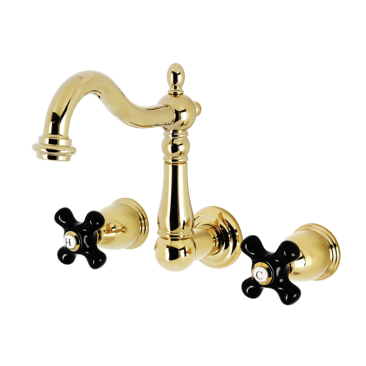 Duchess KS1252PKX Two-Handle Wall Mount Bathroom Faucet, Polished Brass