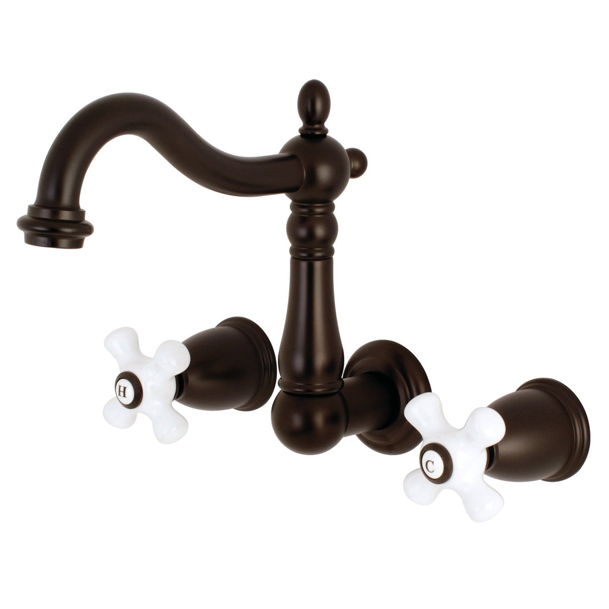 Heritage KS1255PX Two-Handle 3-Hole Wall Mount Bathroom Faucet, Oil Rubbed Bronze