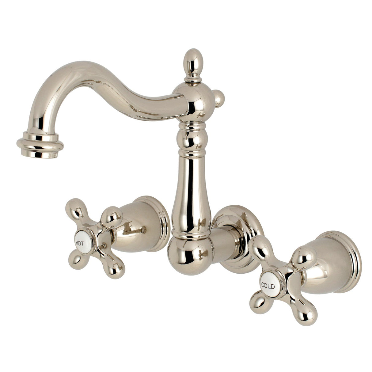Heritage KS1256AX Two-Handle 3-Hole Wall Mount Bathroom Faucet, Polished Nickel