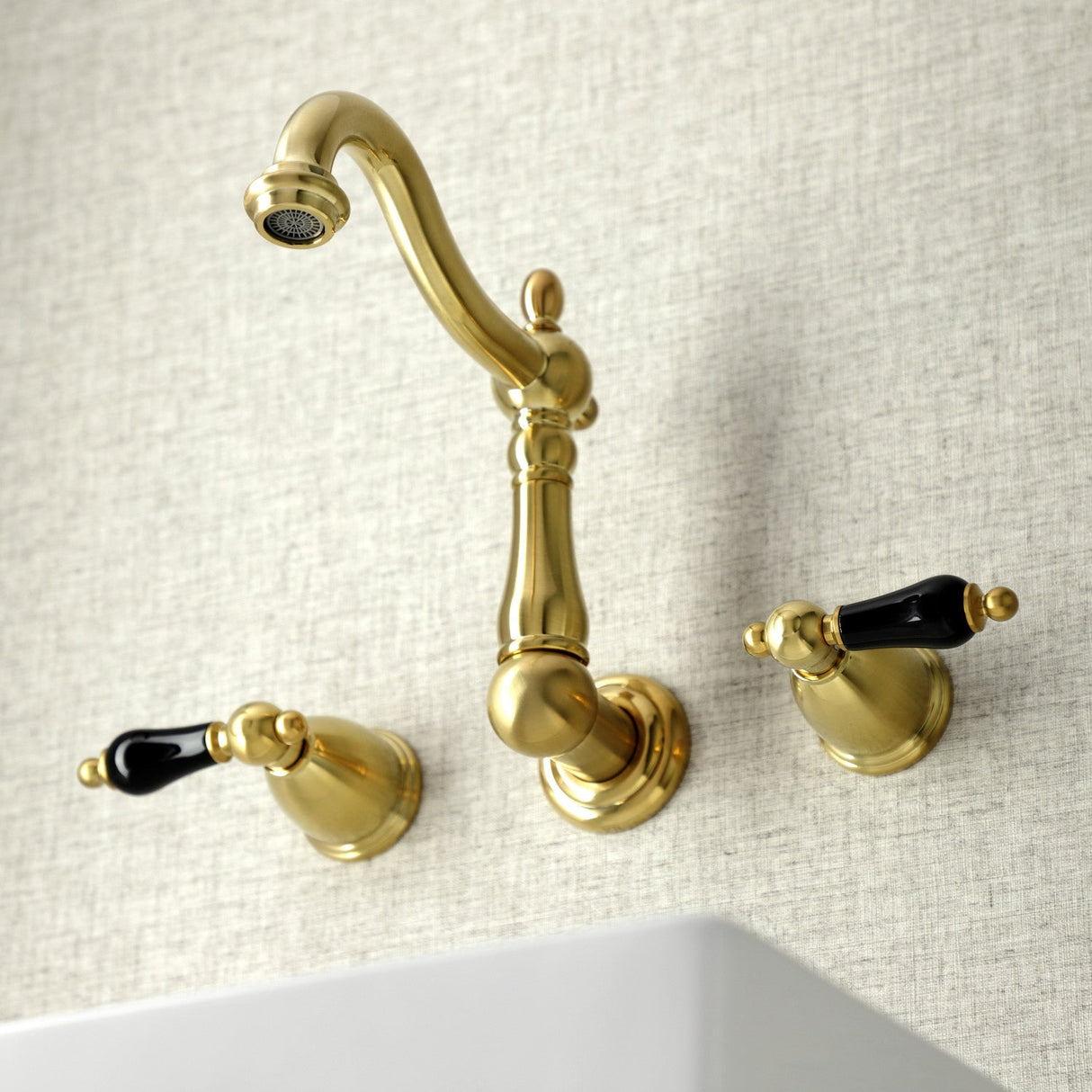 Duchess KS1257PKL Two-Handle Wall Mount Bathroom Faucet, Brushed Brass