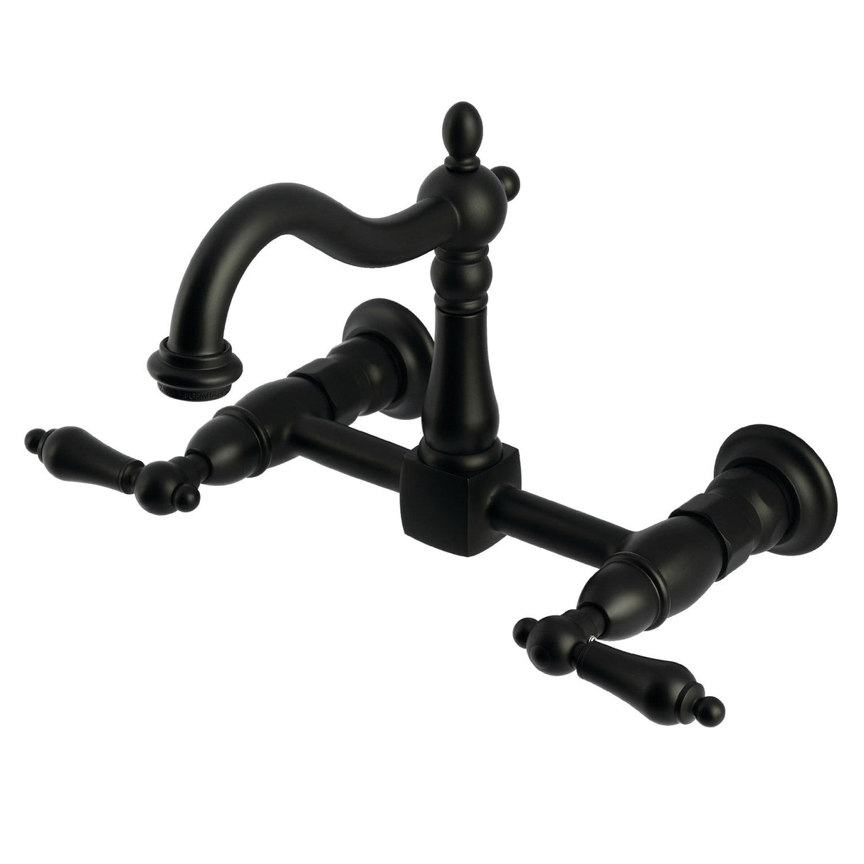 Heritage KS1260AL Two-Handle 2-Hole Wall Mount Kitchen Faucet, Matte Black