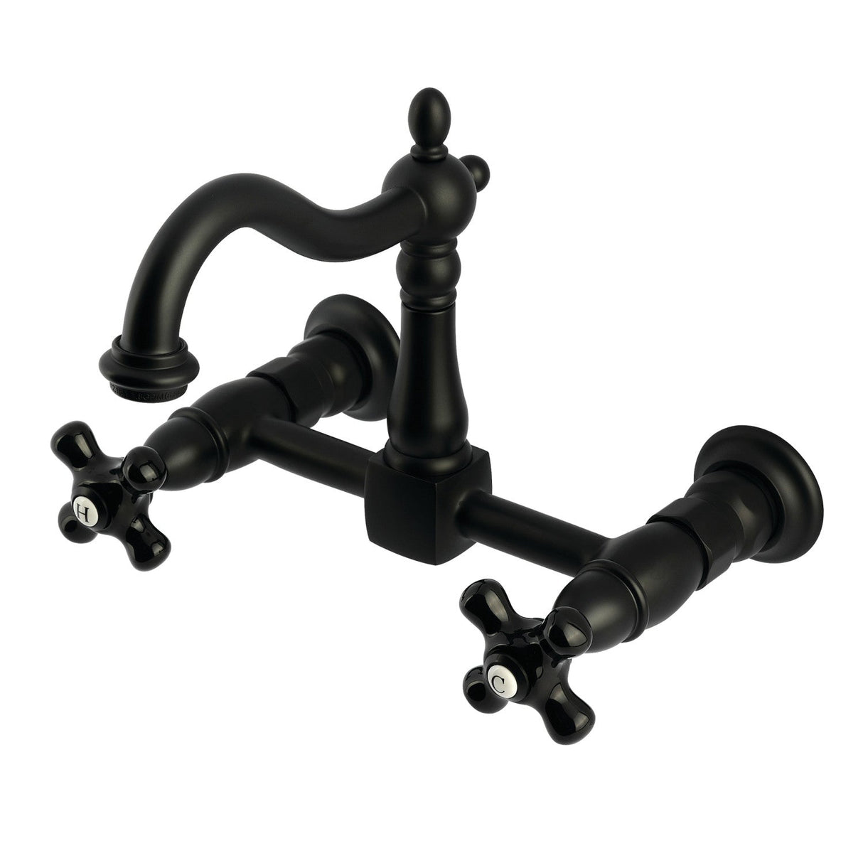 Duchess KS1260PKX Two-Handle 2-Hole Wall Mount Kitchen Faucet, Matte Black