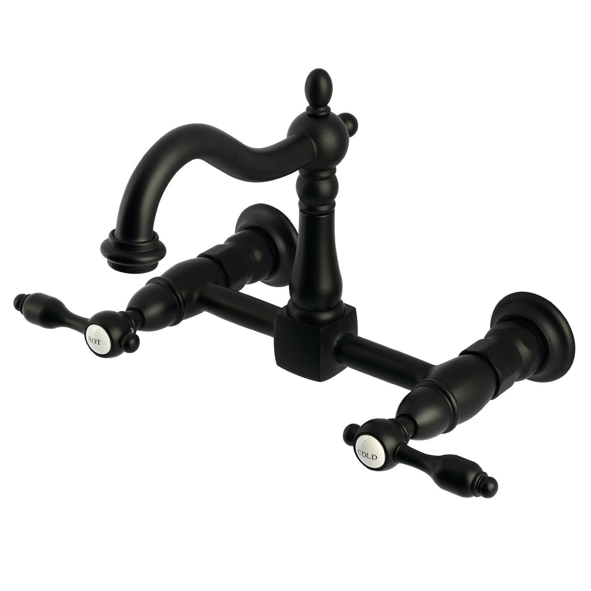 Tudor KS1260TAL Two-Handle 2-Hole Wall Mount Kitchen Faucet, Matte Black
