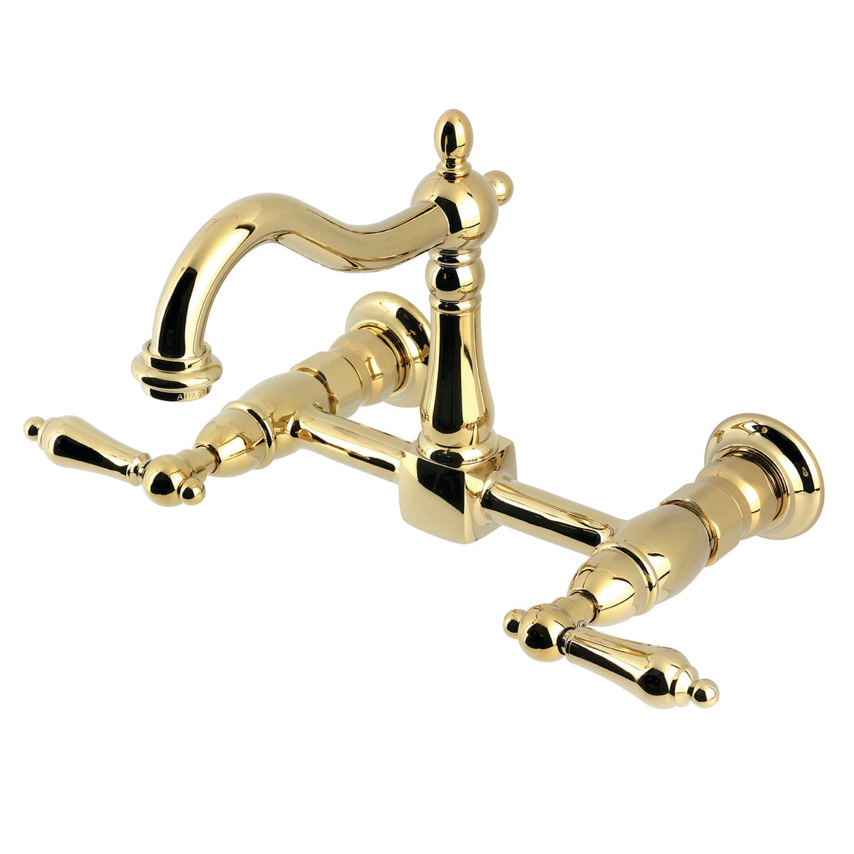 Heritage KS1262AL Two-Handle 2-Hole Wall Mount Kitchen Faucet, Polished Brass