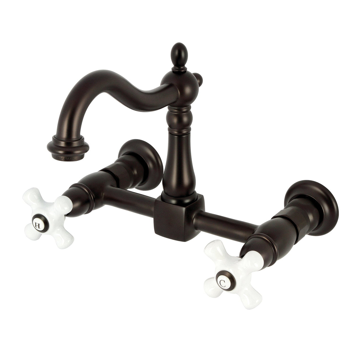 Heritage KS1265PX Two-Handle 2-Hole Wall Mount Kitchen Faucet, Oil Rubbed Bronze
