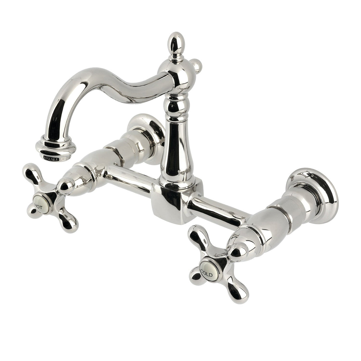Heritage KS1266AX Two-Handle 2-Hole Wall Mount Kitchen Faucet, Polished Nickel