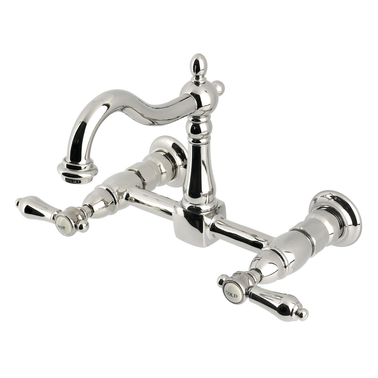 Heirloom KS1266BAL Two-Handle 2-Hole Wall Mount Kitchen Faucet, Polished Nickel