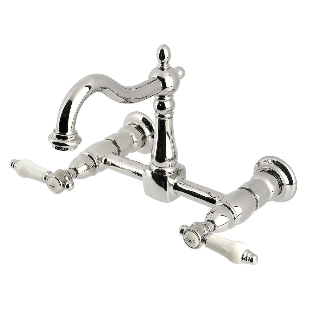 Bel-Air KS1266BPL Two-Handle 2-Hole Wall Mount Kitchen Faucet, Polished Nickel