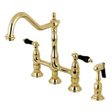 Duchess KS1272PKLBS Two-Handle 4-Hole Deck Mount Bridge Kitchen Faucet with Brass Sprayer, Polished Brass