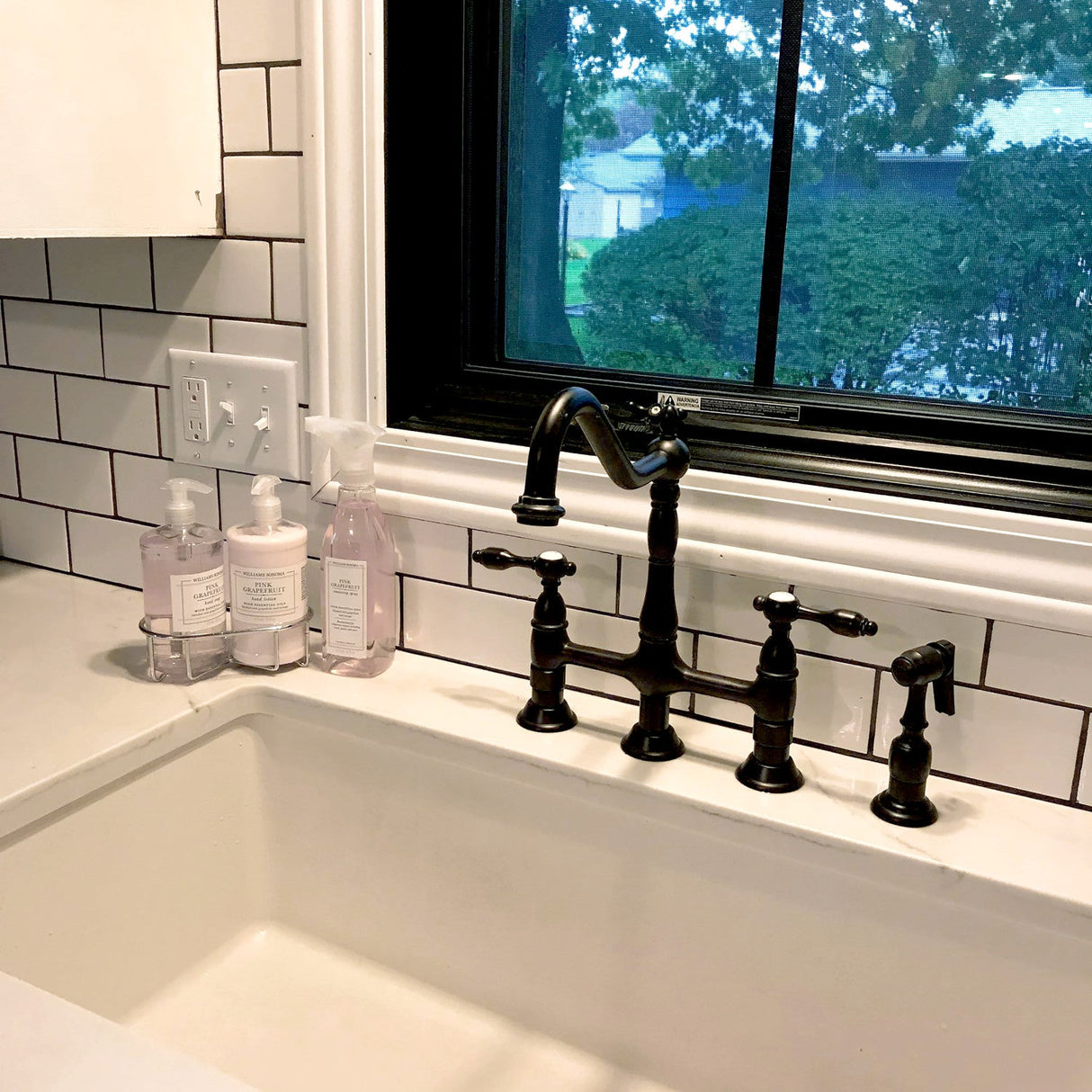 Tudor KS1275TALBS Two-Handle 4-Hole Deck Mount Bridge Kitchen Faucet with Brass Sprayer, Oil Rubbed Bronze